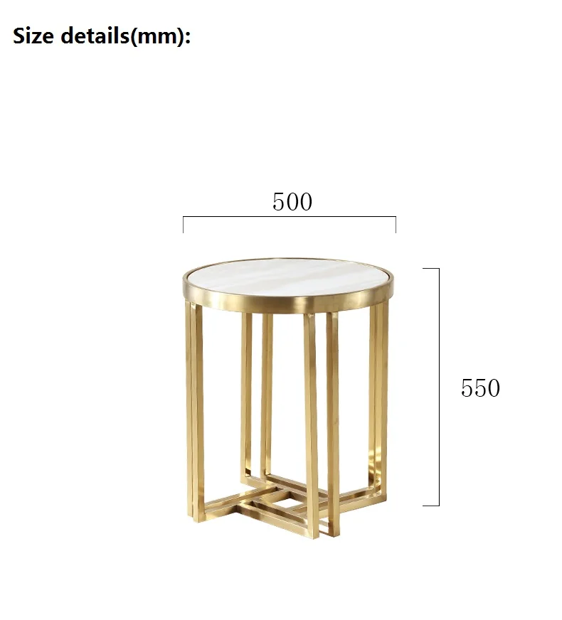 Круглый мраморный столик из нержавеющей стали, современный минималистичный Маленький журнальный столик, металлический индивидуальный столик для дивана