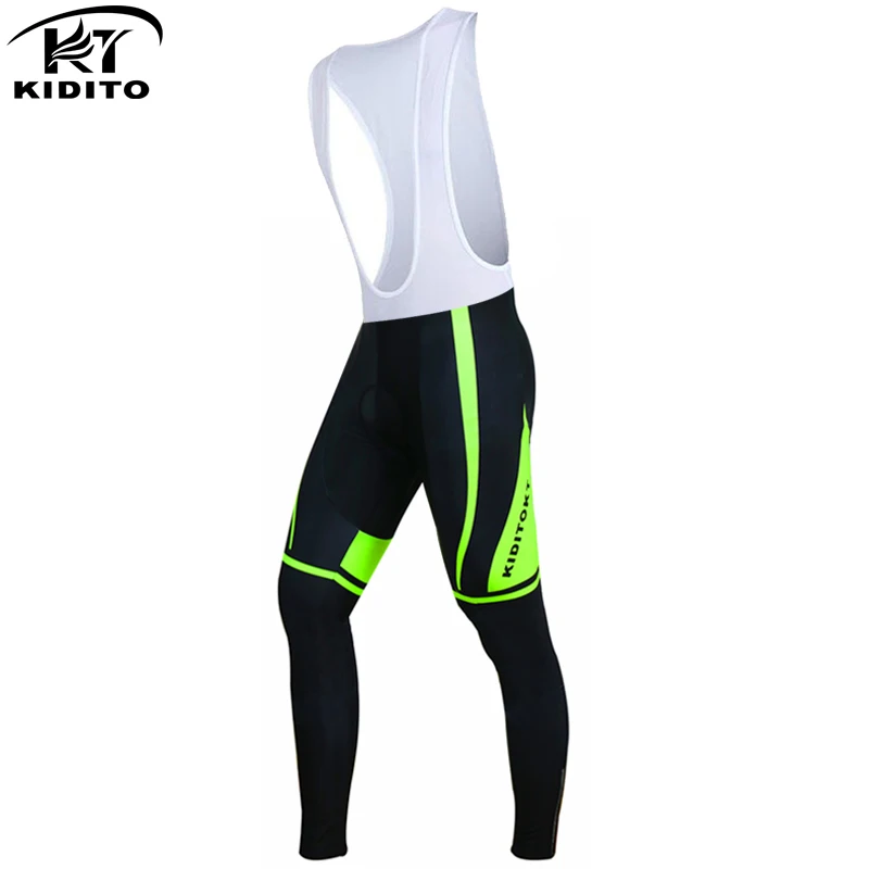KIDITOKT мука зеленый ударопрочный Pro 3D гель с подкладкой из ткани coolmax Велоспорт плотный лайкра MTB велосипедные штаны для мужчин - Цвет: Green Bib