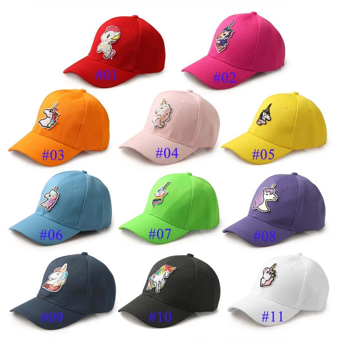 

Solid Color Unicorn Baseball Cap Unisex Fitted Hat Casual Hip Hop Cap Printing Snapback Hats