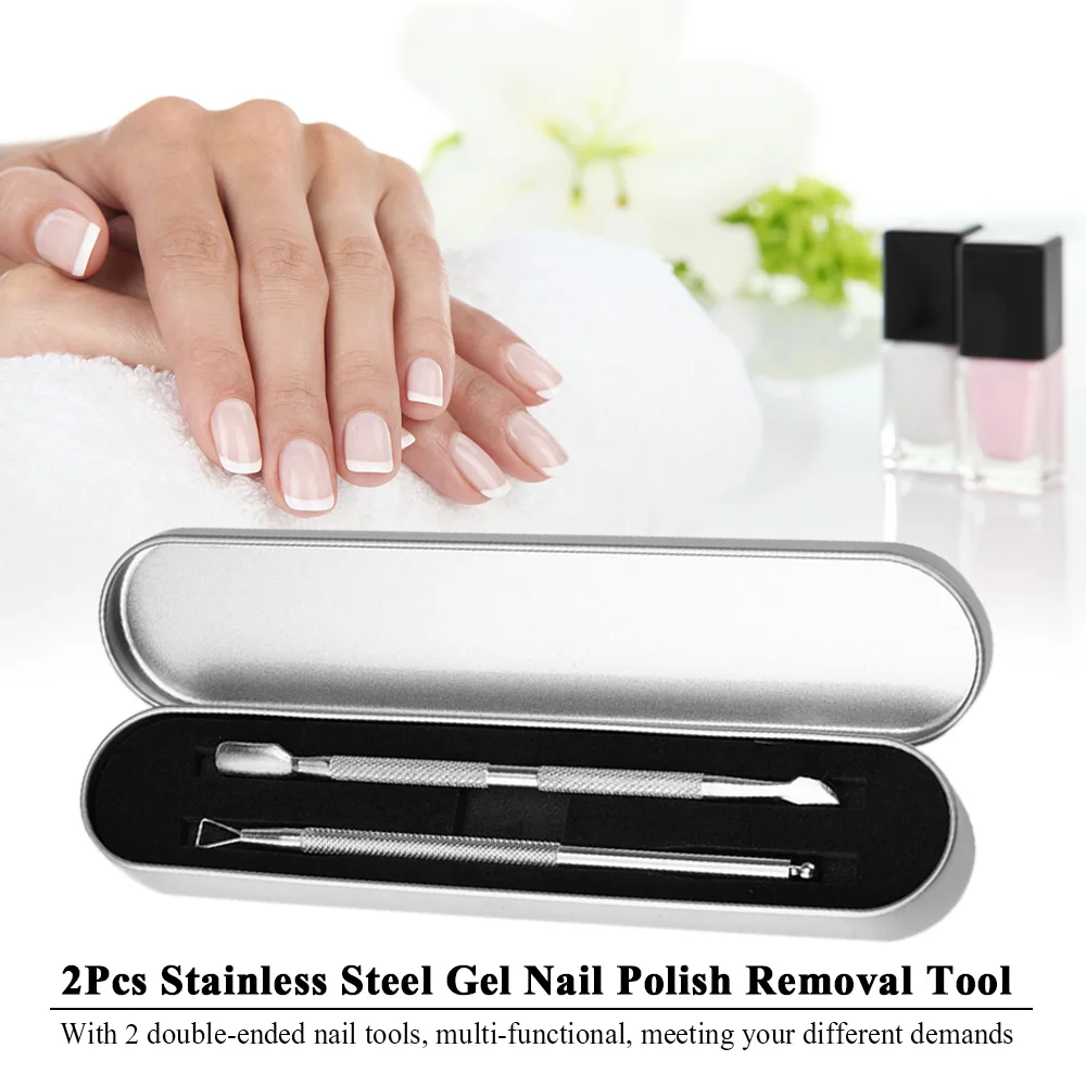 

2Pc/set Triangle Stick Rod UV Gel Polish Remover Culticle Pusher Stainless Steel Manicure Nail Art Tool for Removing Gel Varnish