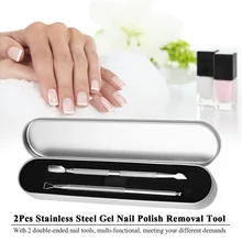 2 adet/takım Üçgen Çubuk Çubuk UV Jel Cila Sökücü Manikür Itici Paslanmaz Çelik Manikür Tırnak Sanat Aracı Çıkarma Jeli vernik(China)