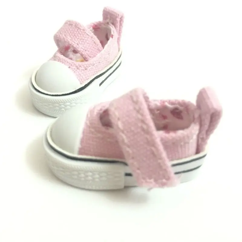 BEIOUFENG 3,5 см кукольная обувь для куклы Blythe, шарнирная кукольная обувь для Azone Pullip кукольные аксессуары, мини кукольный ботинок одна пара - Цвет: Canvas Pink Shoes