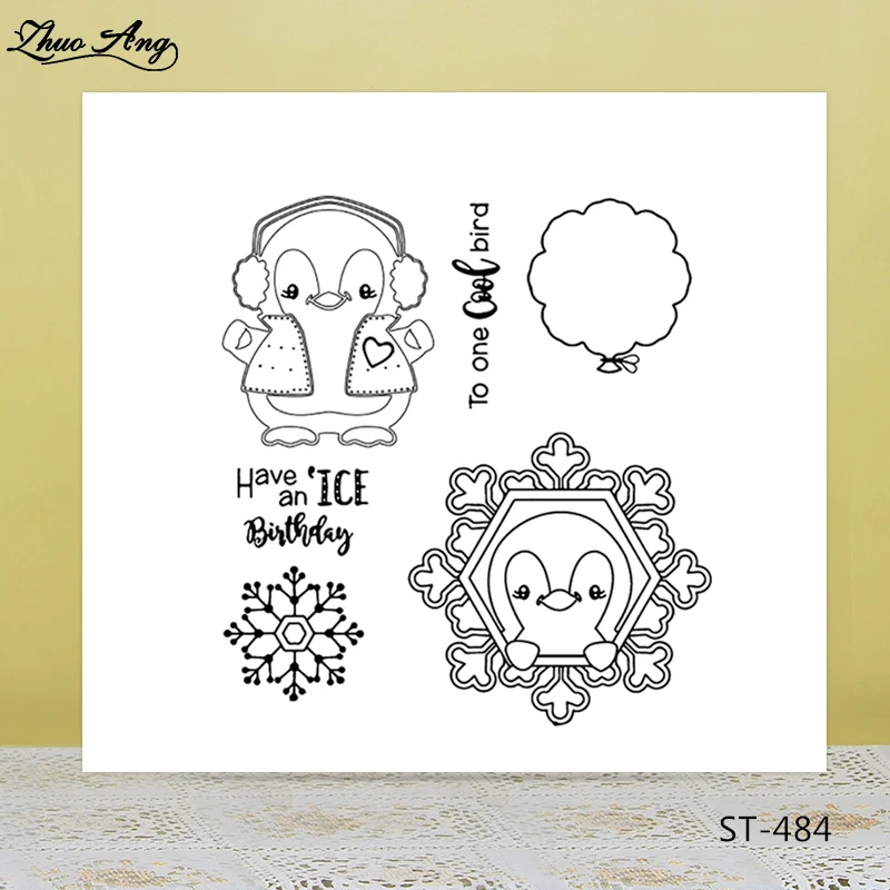 

ZhuoAng Lively penguin Clear Stamp/Seal for DIY Scrapbooking/Photo Album Decorative Card Making Clear Stamps