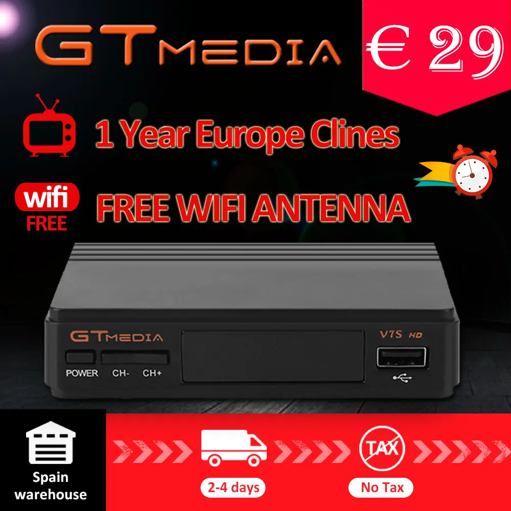Buy Online FTA DVBS2 Satellite TV Receiver Gtmedia V7S HD 1080P with