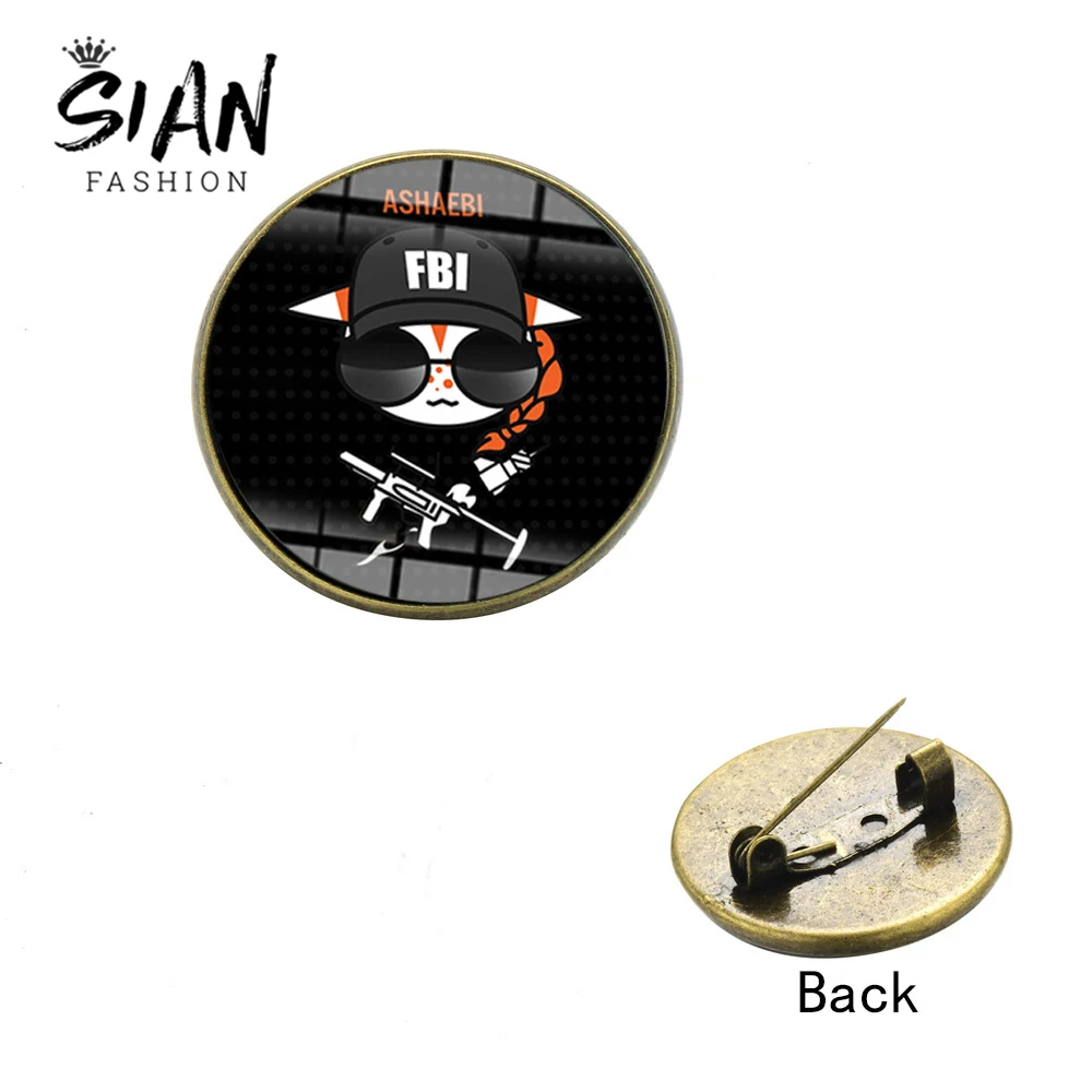 

SIAN Rainbow Six 6 Siege Brooch Denim Jackets Pin Badge Cartoon Game Figures Print Glass Cabochon Collar Pins Jewelry Otaku Gift