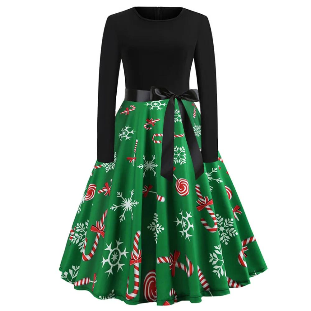 35, зимние рождественские платья, женское винтажное платье, элегантное вечернее платье с длинным рукавом, повседневные платья размера плюс, черные платья с принтом Vestidos - Цвет: G