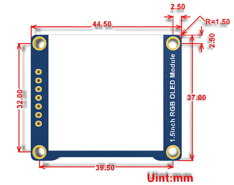 Waveshare 128x128, 1,5 дюймов дисплейный модуль OLED RGB Дисплей модуль, 16-разрядные высокого цвета, Дисплей Цвет: разноцветный "Красный-зелёный-желтый, 65 тыс. цветов