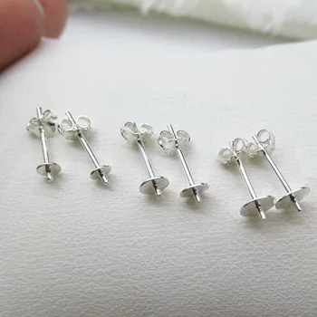 

Wholesale Full Length:12MM Silver 925 Sterling Silver Half Hole Paste Stud Earrings 10Pairs with back