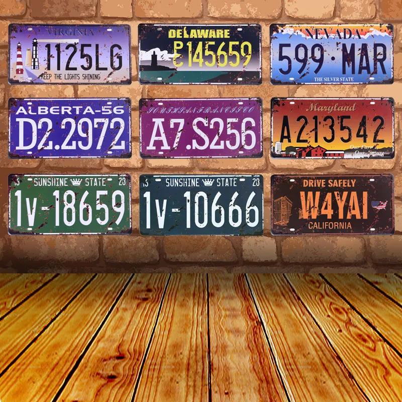 

License Plate Bar Wall Decoration Tin Sign Vintage Metal Plate Coffee Cafe Shabby Chic Bar Decoration For The Garage Pub C9