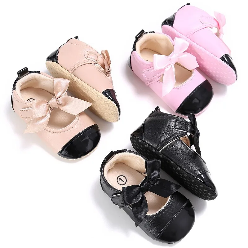 Шить Цвет бантом Нескользящие мягкая подошва Спортивная обувь 0-18 м для Обувь для девочек Обувь для младенцев из искусственной кожи m2