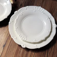 20/26 см 9 дюймов однотонные белые еда тарелка стейк Блюдо Поднос для еды в европейском стиле рельеф тарелка Роскошный дизайн кухонная посуда