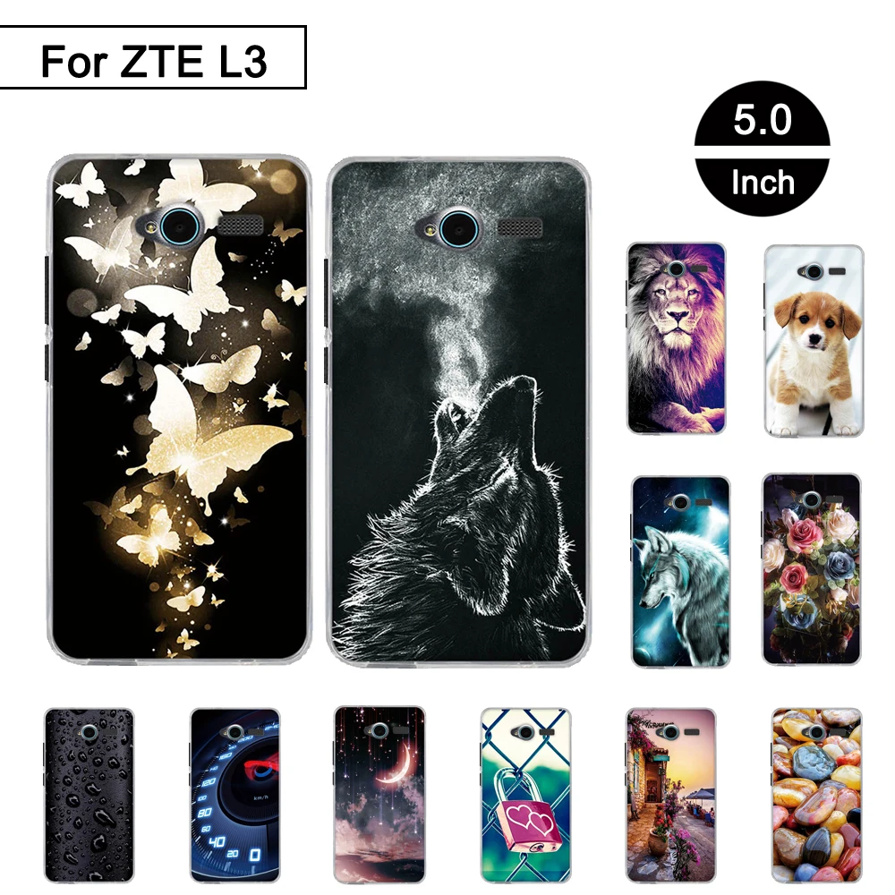 

TPU Case for ZTE Blade L3 Soft Silicone Cover Coque for ZTE Blade L 3 Flowers Animal Dog Phone Protective Cases Shells Bags Capa