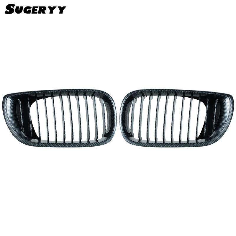 

SUGERYY 1 Pair Carbon Fiber Black Front Kidney Grill Grilles for BMW E46 3 Series 4 Doors 2002-2006 Car Front Bumper Grille