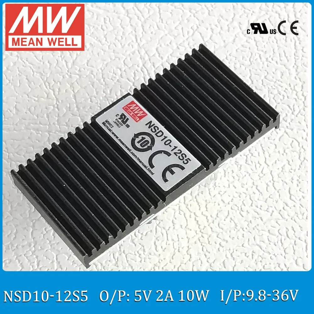 

Original Meanwell isolated dc dc converter 12V to 5V NSD10-12S5 Input 9.8-36VDC ouput 2A 10W 5V mean well regulated dc converter