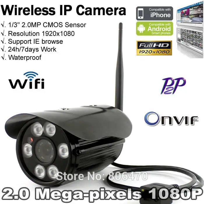 

2 Megapixel IP Camera Progressive Scan SONY Exmor CMOS Sensor 1080p wireless security outdoor waterproof  wifi ONVIF