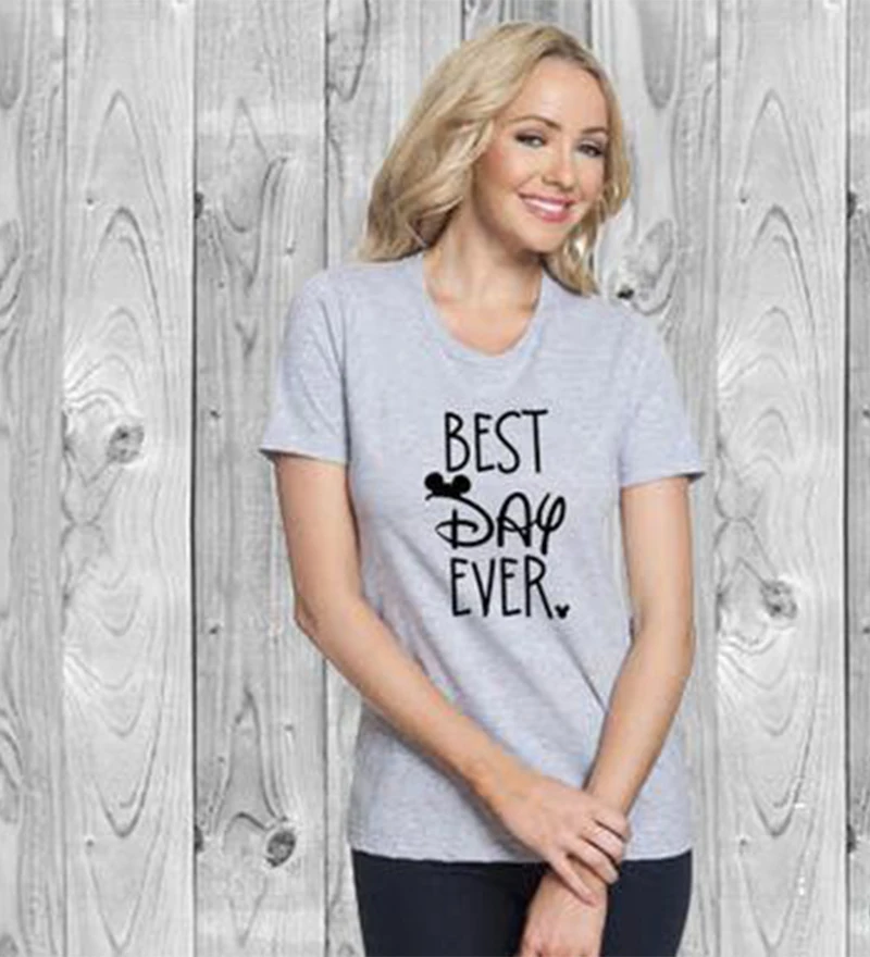 

Mickey T Shirt Plus Size T Shirt Women Shirts Graphic Tees Women Vintage Tshirt Best Day Ever Mickey T-shirt XS-3XL Black Grey