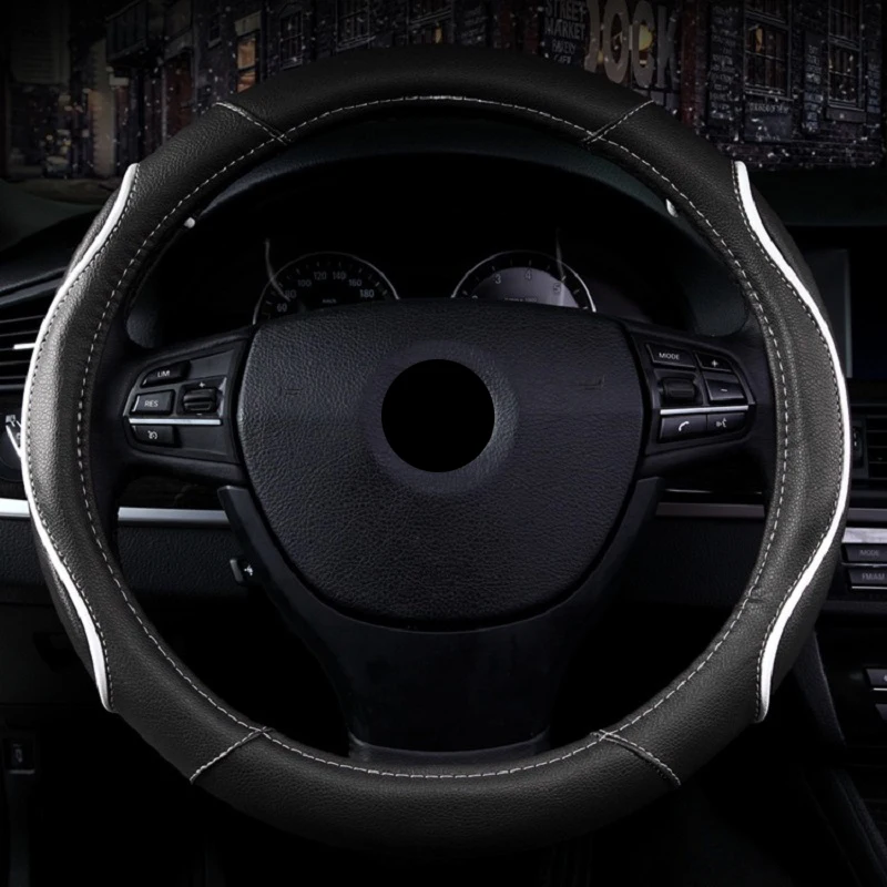 

Factory Sale Steering Wheel Covers Universal 15 inch - High Quality Artificial Leather,Anti Slip Odor Free(Black with Red Lines)