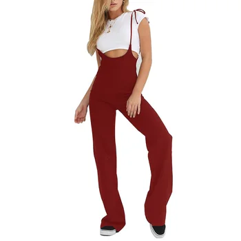 

2018 Summer Rompers Womens Jumpsuit High Waist Wide Leg Pants Casual Lace Up Overalls Loose Bodysuit Mujer Lady Strapped Elegant