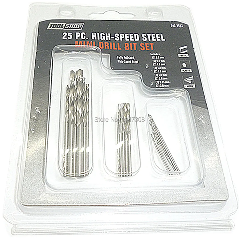 25pcs Micro Hss Mini Twist Drills 0.5mm-3mm High Speed Steel Bits W/ Swivel Head Pin Vise Hand Drill Chuck Jewelers Watch Maker