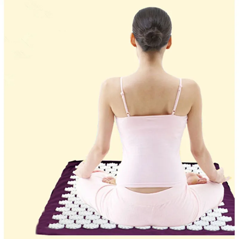 2pc Yoga Mat Massager Pain Acupuncture Spike Relieve Stress Pain Fatigue Head Back Foot Relax 1 Acupuncture mat+1 Massage Pillow
