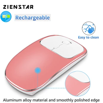 

Zienstar Silent-Click Aluminum Alloy 2.4G Wireless Mouse with USB Receiver, 2400DPI ,Rechargeable 600Mah Battery