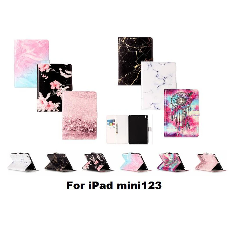 Кожаный чехол бумажник с цветочным принтом для iPad mini 1 2 3 мягкий накладка mini2