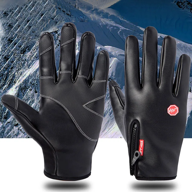 2018 Fashion Winter autumn Zipper Gloves Windproof Waterproof Touch