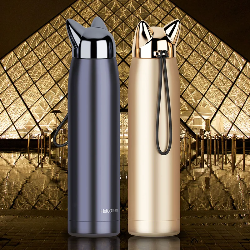 

Creative Stainless Steel Vacuum Flasks Mini 320ml Fox Thermos Cup Insulated Water Bottle For Tea Thermal Coffee Mug Kettle Termo