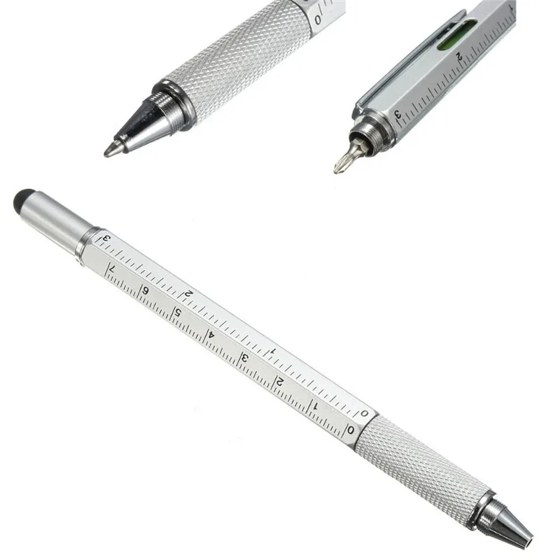 Многофункциональная ручка шариковая ручка-отвертка линейка спиртовой уровень с верхом и шкалой многофункциональная ручка 6 в 1 инструмент металлические ручки