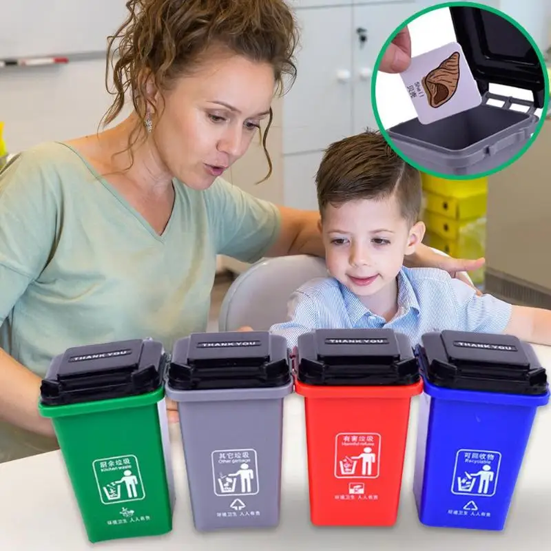  1 Set Garbage Sort Toy Classified Trash Can Montessori Practice Teaching Kids Children Basic Life S - 4000010201328