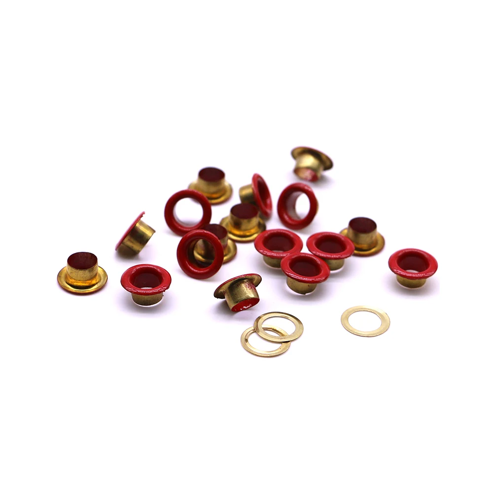 50sets/pack(Outer diameter)10.5mm (internal)6mm (high)5mm red coloured eyelets metal brass eyelet Red|cyan color Q-18