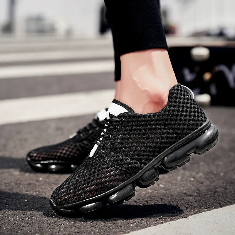 

Summer Fashion Men Casual Shoes Low Air Mesh Solid Lace Up Sneakers Cross-tied Sewing Concise Breathable Men's Vulcanize Shoes