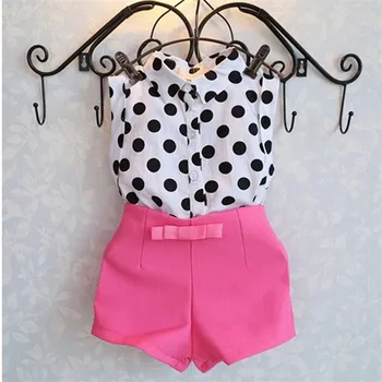 

2-6Y Kids Clothes New Summer Girls Clothing Sets Girl Baby Clothes Polka Dot Coat+Pink Pants Baby Clothing High Quality