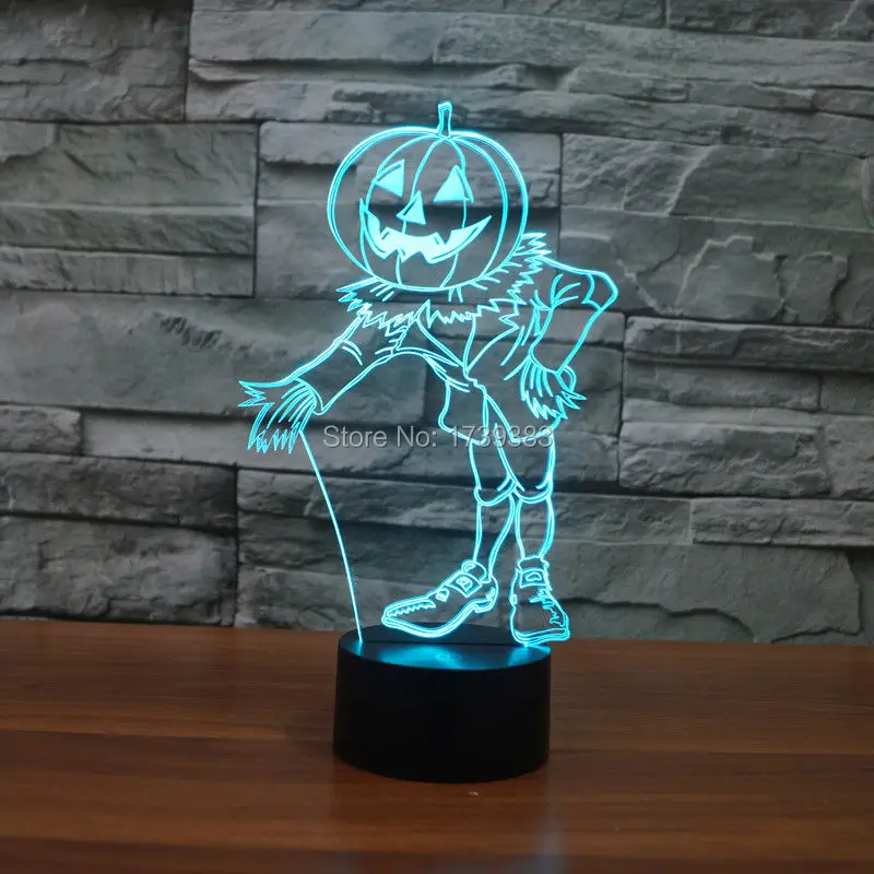 

Color changing Flashing touch sensor control Pumpkin Irish Jack Acrylic 3D LED Night Light LED Pumpkin Man USB table Lamp