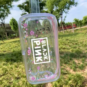 

1Pc BLACKPINK Lisa Jennie Rose Big Capacity Transparent PVC Pencil Case Shiny Quicksand Pencil Bag Office School Supplies