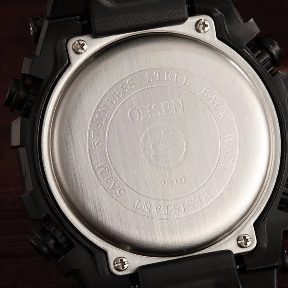 Модные брендовые мужские часы OHSEN Мужские кварцевые часы силиконовый ремешок Спортивные наручные часы армейские цифровые черные часы Montre Homme