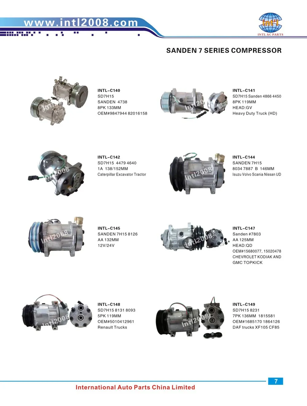 Авто Кондиционер ac компрессор для SANDEN SD709 SD-709 7H15 SD7H15 PV6 шкив