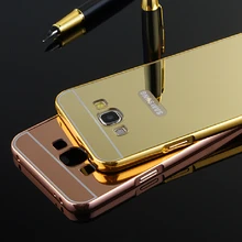 J5/J7 Gold plated Aluminum Metal Frame And Mirror PC Back Cover Case For Samsung Galaxy J5 J500 / J7 J700 Cell Phone Bag Cases