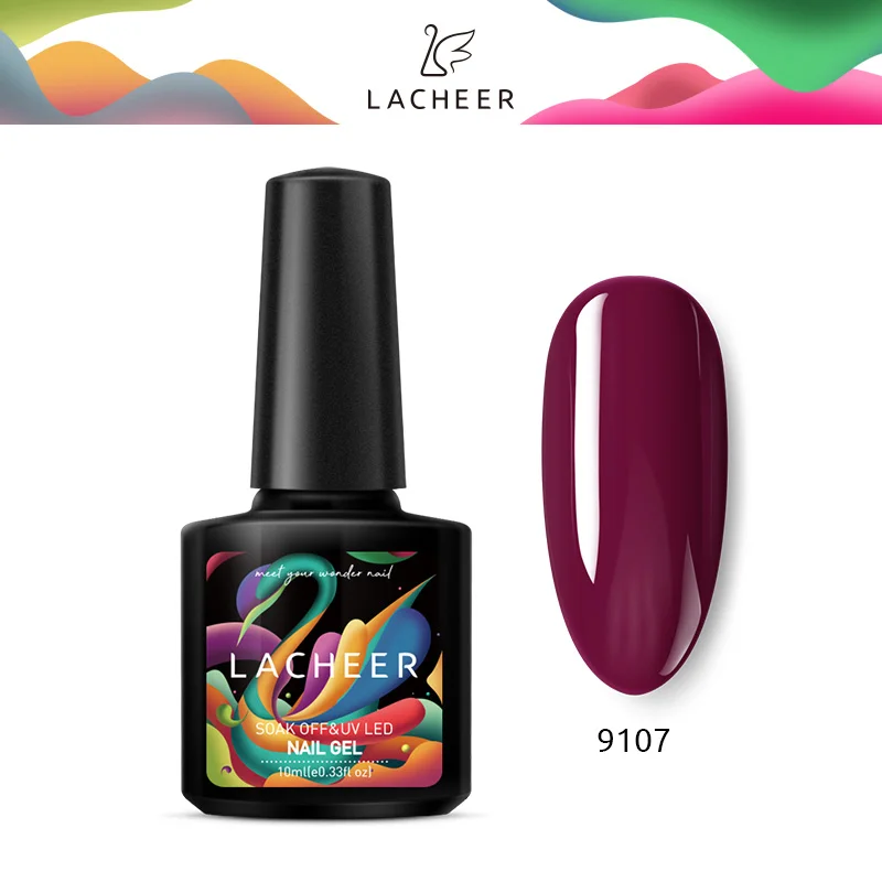Lacheer УФ-гель для ногтей, впитывающий Гибридный гвоздь, Полупостоянный светодиодный лак, сделай сам, дизайн ногтей, блестящий УФ-гель, эмаль - Цвет: 9107