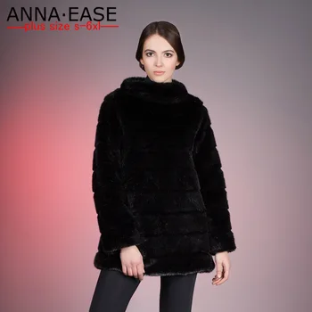 

Plus Size 5XL Warm Collar Stripe Black Synthetic Fur Coat Women Faux Mink Fur Jacket Thick Winter Overcoat
