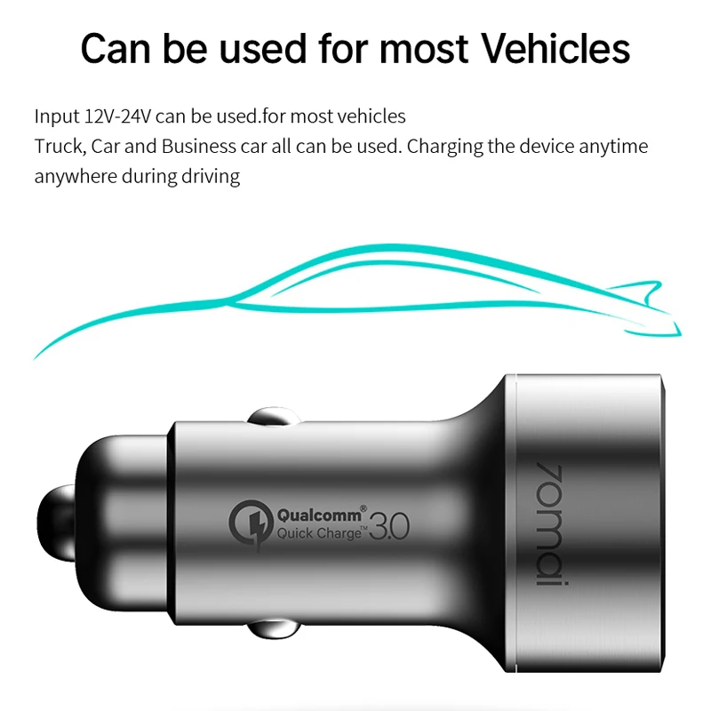 Xiaomi 70mai aux usb adapter QC 3.0 Fast charge Dual USB Car Charger для автомобиля аксессуары 70 mai аксесуары для авто разветвитель прикуривателя aux Автомобильное зарядное устройство