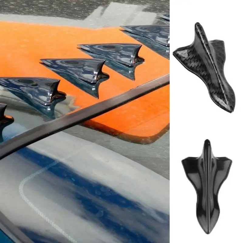 HUY 1Pcs Universal EVO-Style Pu Rear Roof Shark Fins Spoiler Shark Fin Diffuser Vortex Generator Car Roof Spoiler Bumper 
