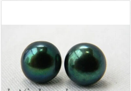 

00 d11mm Black Freshwater Pearl Stud Silver Earring