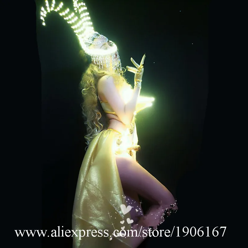 Led horns headdress models Christmas lights party exaggerated pointed fake chest show gogo7