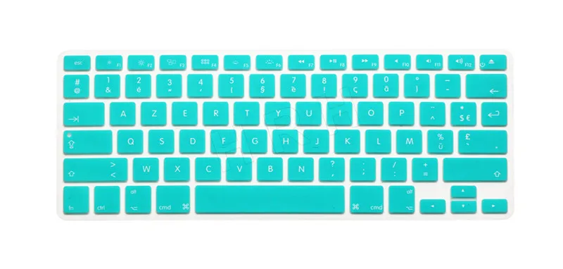 HRH AZERTY французский язык силиконовый чехол клавиатура кожи протектор для Macbook Air Pro retina 1" 15" 1" английская версия - Цвет: Aqua blue