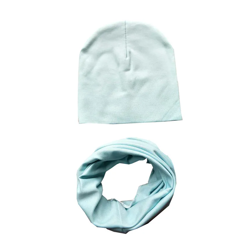light blue Демисезонный Хлопок Детские Hat шарф Набор Зимняя Детская Шапки для маленьких девочек Повседневное шляпа для маленьких мальчиков шарф шеи воротник дети шапочки Кепки - Цвет: light blue