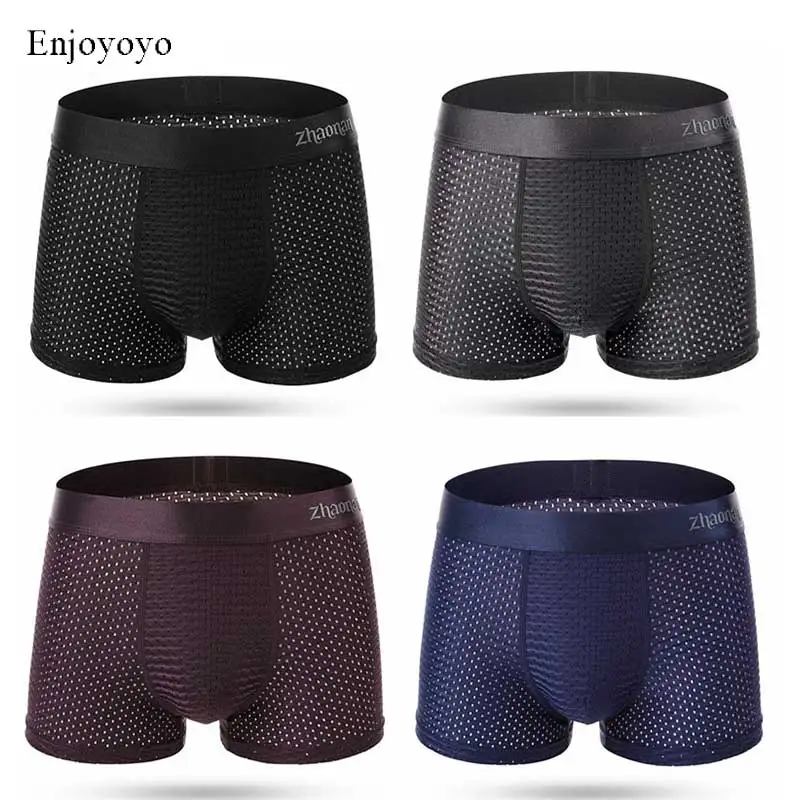 

4Pcs\lot Underwear Mesh Breathable Boxers Ice Silk Boxer Sexy Boxer Summer Boxers Men Underwear Ultra thin underwear