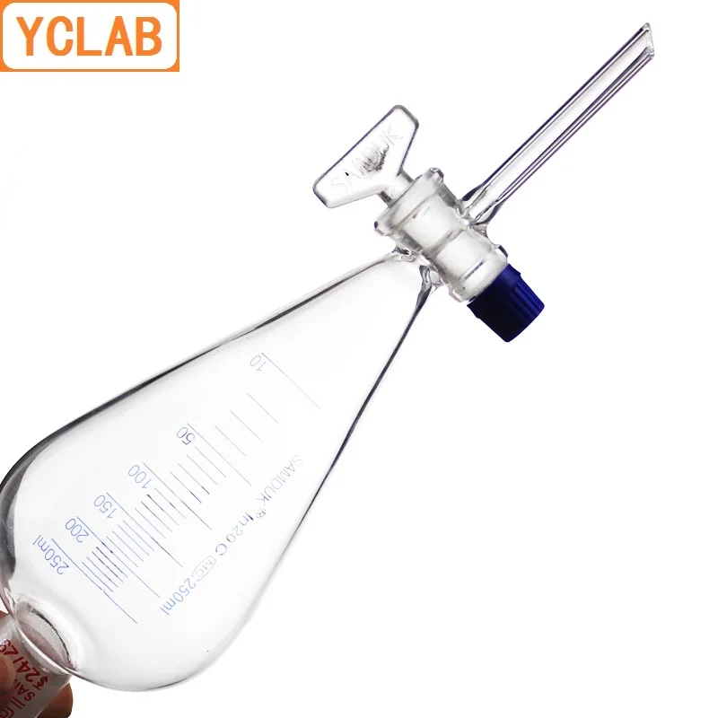 YCLAB-500mL 분리형 깔때기 배 모양, 졸업 지면, 유리 마개 및 마개, 실험실 화학 장비