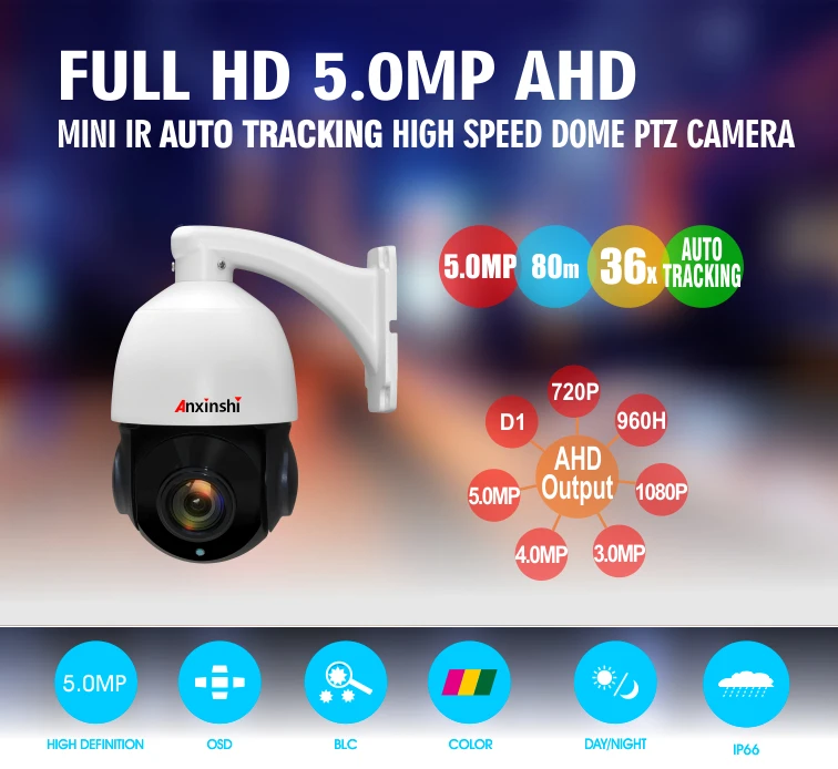 5MP HD AHD 36x оптический зум IR 80 м автоматическое отслеживание Высокой Скорости Купольная камера DWDR Автоматическая регулировка зум наружная