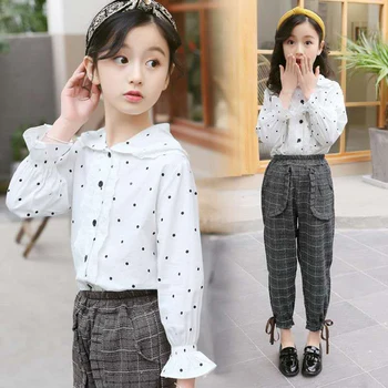 

4 5 6 7 8 9 10 11 13 Baby Girl Outfits New Girls Autumn SPring Dot Shirt + Pants Clothes 2pcs Sets Children Kids Girls Clothing